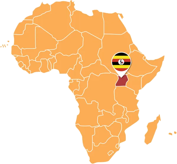 Zemljevid Afrike z označeno Ugando